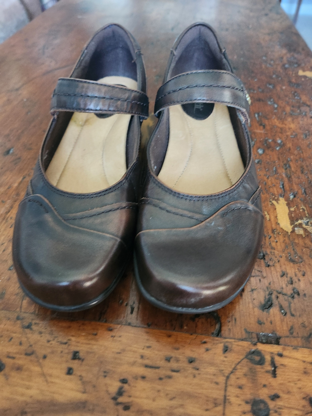 Earth Origins Clover Brown Mary Jane Leather Shoes NWOT